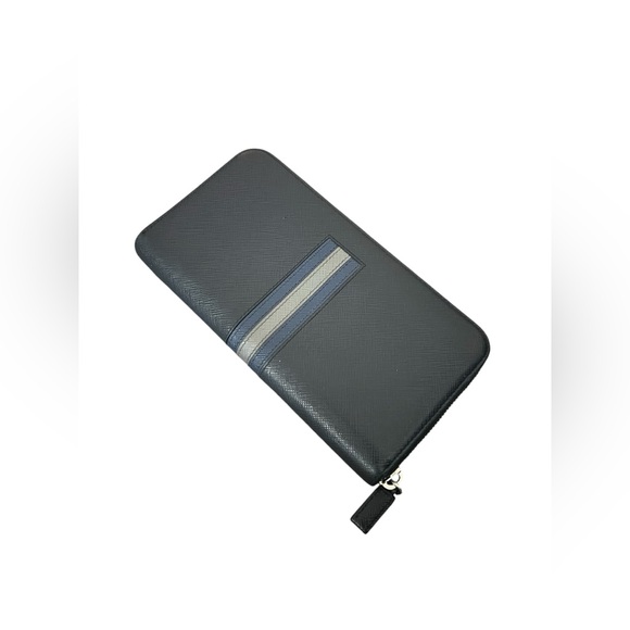 PRADA Safiano Leather Stripe Zip Around Long Wallet - Picture 3 of 14
